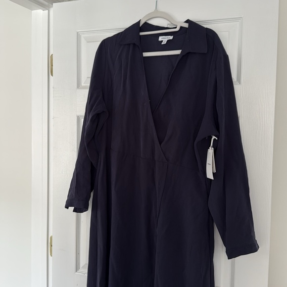 NEW- Nordstrom Navy Blue Wrap Front Maxi Dress - Picture 4 of 15